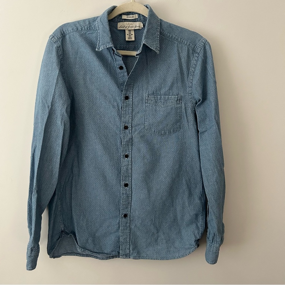 H&M Label of Graded Goods men’s patterned denim button front shirt M